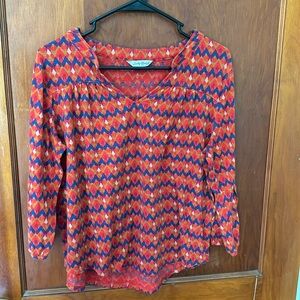 Lucky Brand Aztec 3/4 Sleeve Top